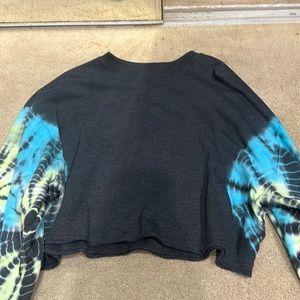pink tie dye cropped crew
